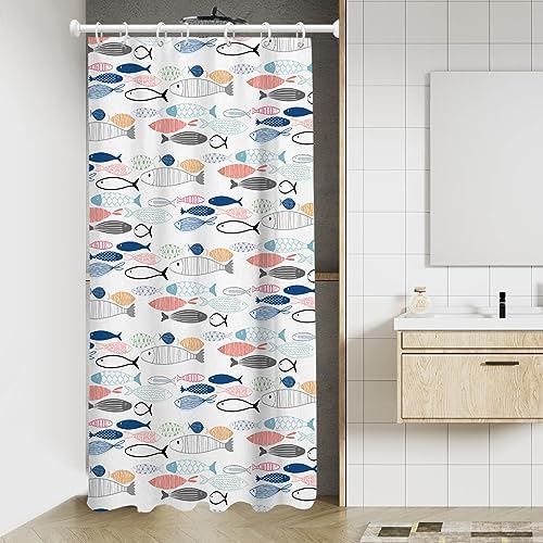 AAtter Colorful Fish Shower Curtain Set 36x72 1