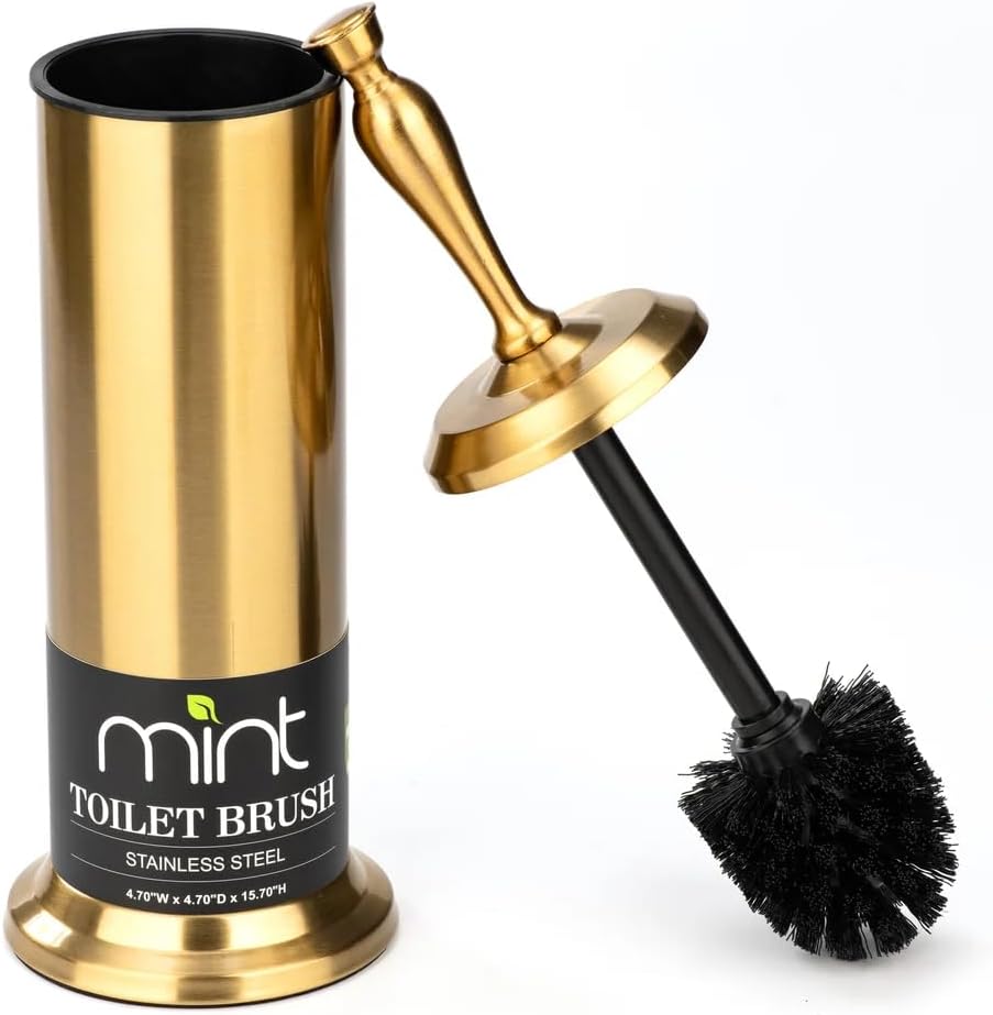 JV TEXTILES Toilet Brush with Aged Brass Holder
