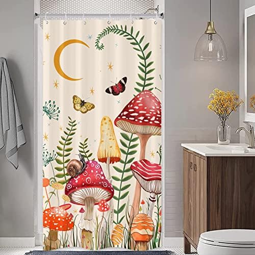 Zussun Mushroom Pattern Shower Curtain Set Beige