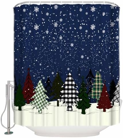 ZOE GARDEN Christmas Tree Shower Curtain Set 72x72