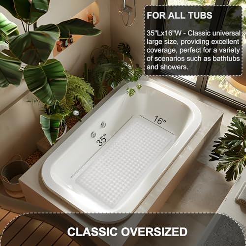 Non Slip Bath Mat with Suction Cups and Drain Holes