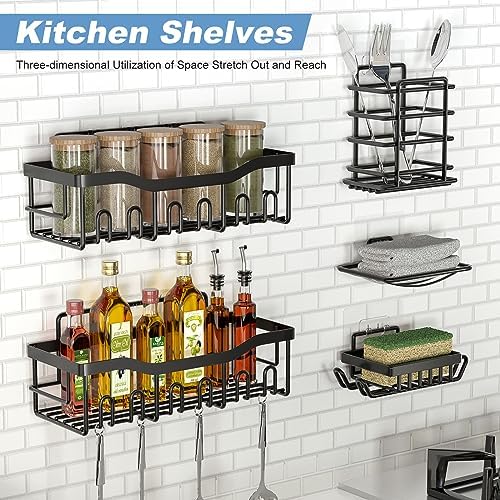 Phiaso 6 Pack Shower Caddy - Drill-Free Stainless Steel Organizer