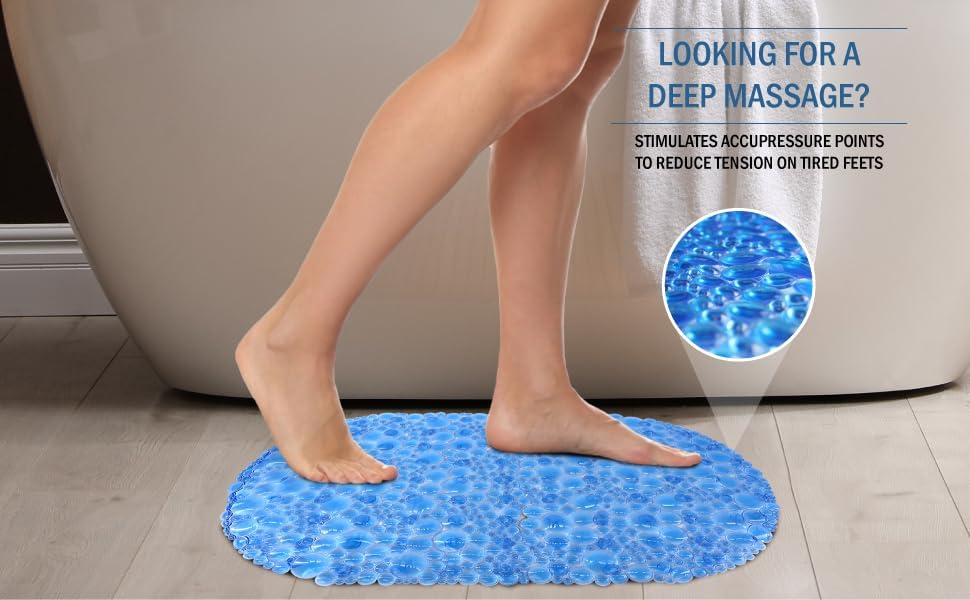 Splash Home Pop Bathtub Mat Non-Slip Blue 27x15 Inches