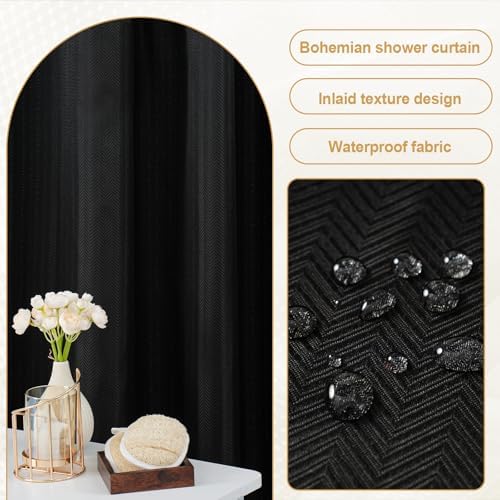 Wyljljy No Hook Shower Curtain Set with Mesh Window