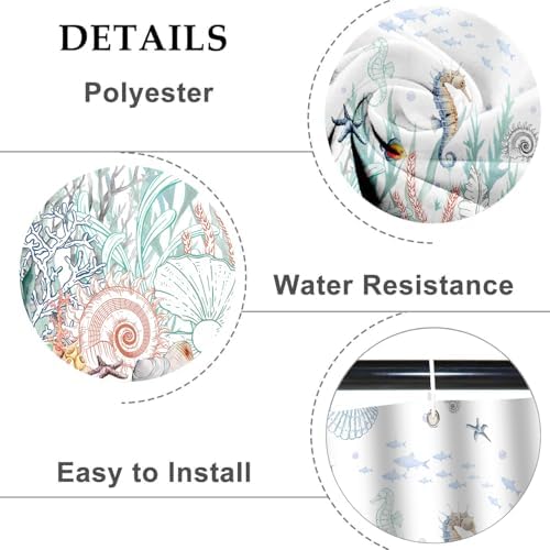 PAEOT Nautical Coastal Shower Curtain Set