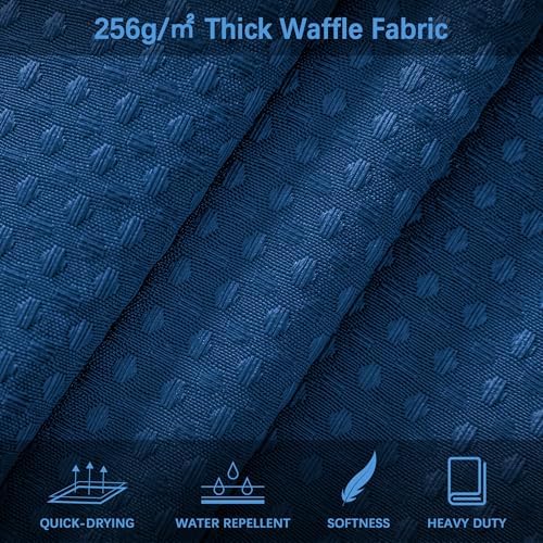 PANGSINNE Classic Blue Waffle Shower Curtain with 12 Hooks