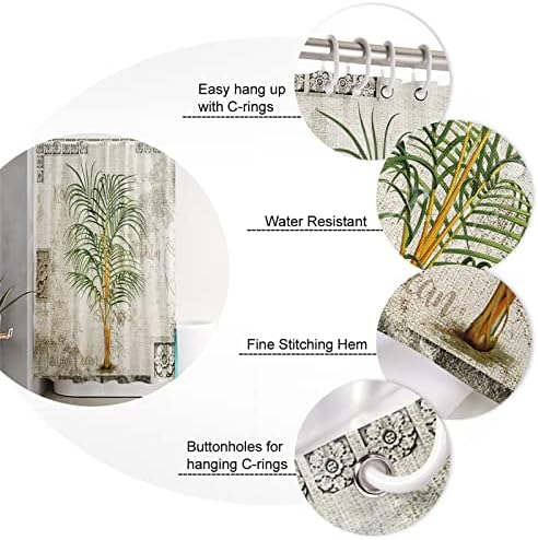 ZOE GARDEN Retro Palm Tree Shower Curtain Set