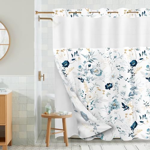 Tititex No Hooks Snap-in Liner Shower Curtain 72x72