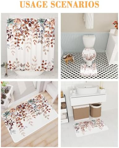 ZOE GARDEN Fall Shower Curtain Set with Rug and Hooks