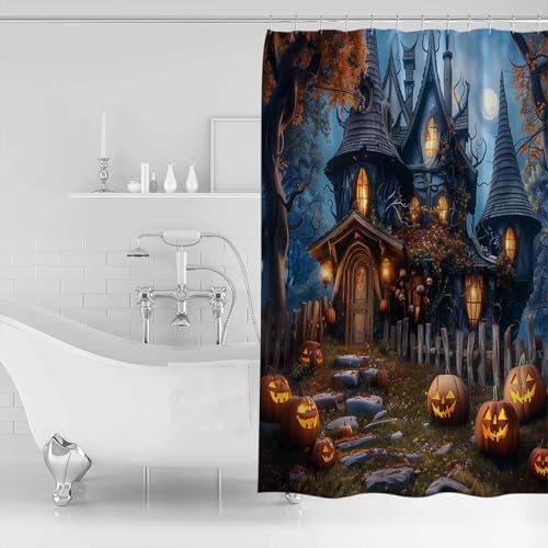 ZOE GARDEN Halloween Shower Curtain Set with Hook 72x84 1