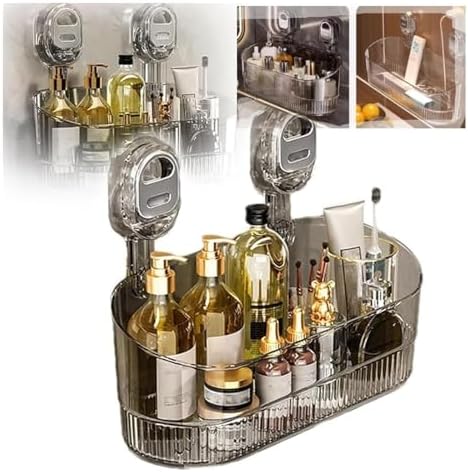Drill-Free Bathroom Suction Storage Box with Glacier Pattern