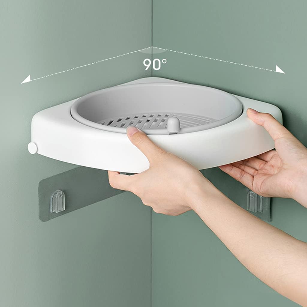 WISHNYMPH Wall-Mounted Rotating Shelf with Hooks Pink