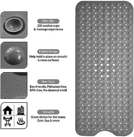 LDC Bath Mat 40x16 Grey with Suction Cups