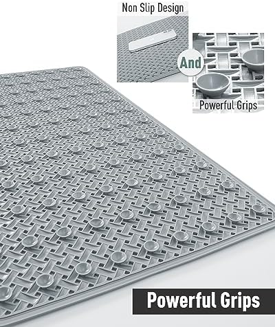 tchdio Non-Slip Bathtub Mat with Suction Cups and Drain Holes 1