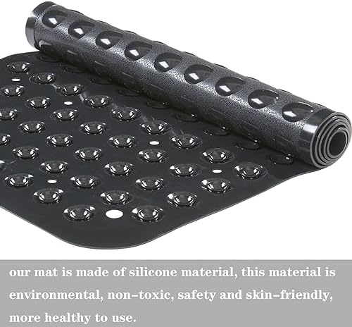 Yanzifly Extra Large Non-Slip Silicone Bath Mat - Black