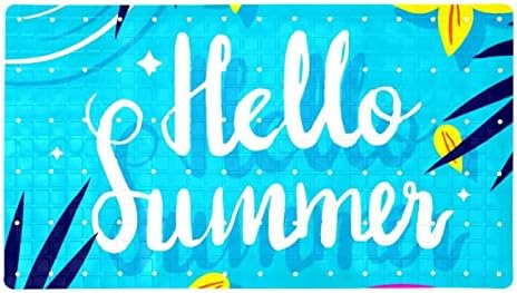 Summer Hello Blue Non-Slip Bath Mat 24x16