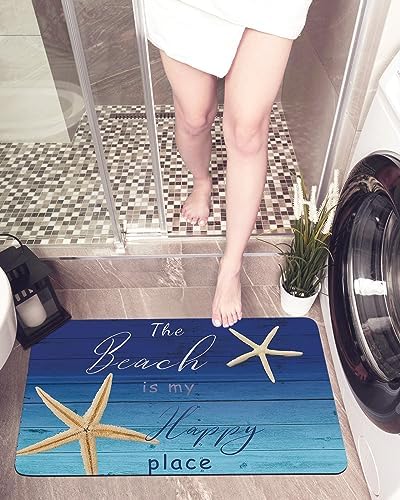 Sea Starfish Blue Gradient Bath Mat 32x20In Non-Slip 1