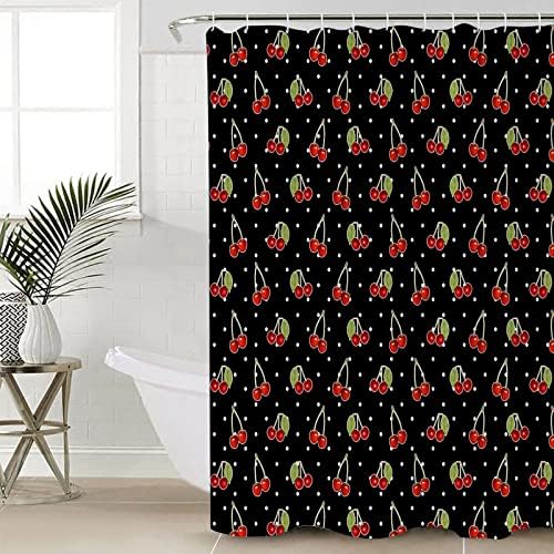 ZOE GARDEN Cherry Bathroom Set with Curtain Rug and Hooks