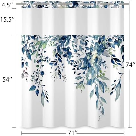 DASHAN Leaf Shower Curtain Set 71x74 with Snap-In Liner