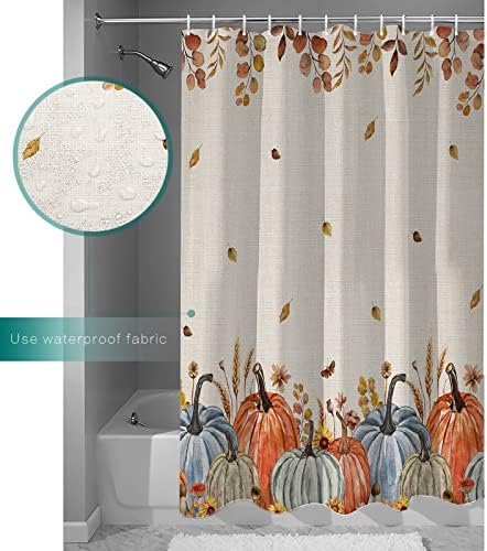 ZOE GARDEN Fall Pumpkins Shower Curtain Set 48x72