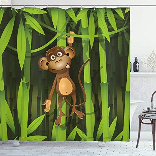 Ambesonne Jungle Shower Curtain Set with 12 Hooks 1