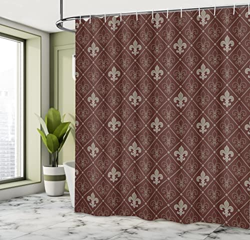 Ambesonne Fleur De Lis Shower Curtain Set Green Maroon 1