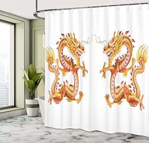 Ambesonne Dragon Shower Curtain Vermilion Yellow 69 x 70