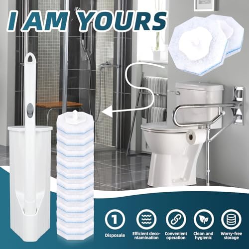 RLOW Disposable Toilet Brush Set with 20 Refills