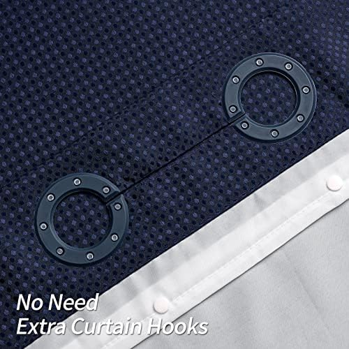 MitoVilla Navy Blue Waffle Shower Curtain Set