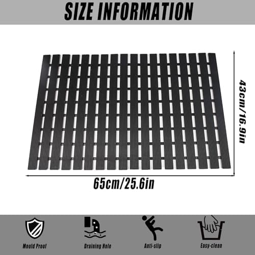 Locisne Non-Slip Shower Mat Black 169x256 Inch