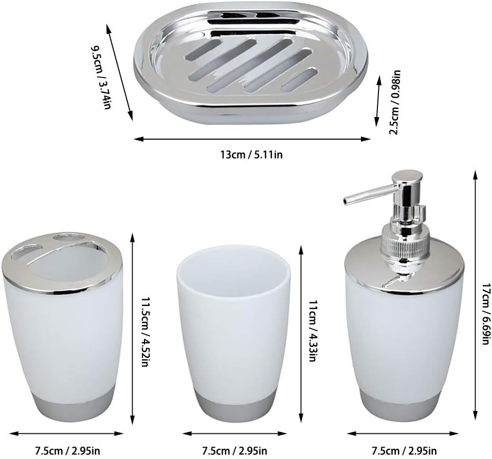 Wilove 4 Pcs Plastic Bathroom Accessories Set