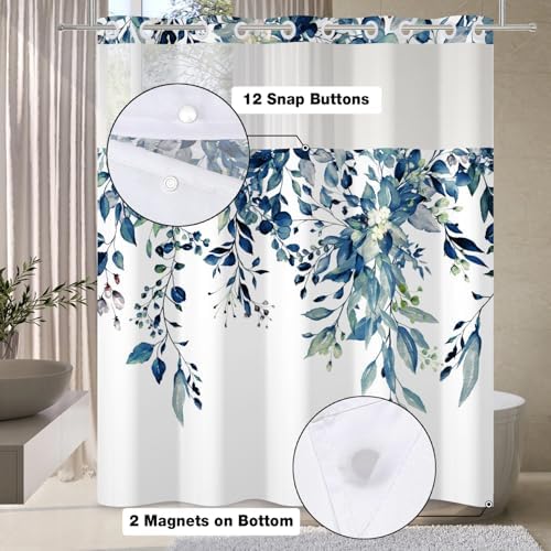 DASHAN Leaf Shower Curtain Set 71x74 with Snap-In Liner