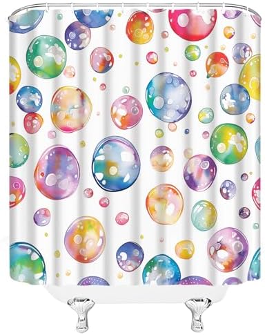 Polka Dot Shower Curtain Set with Hooks for Kids