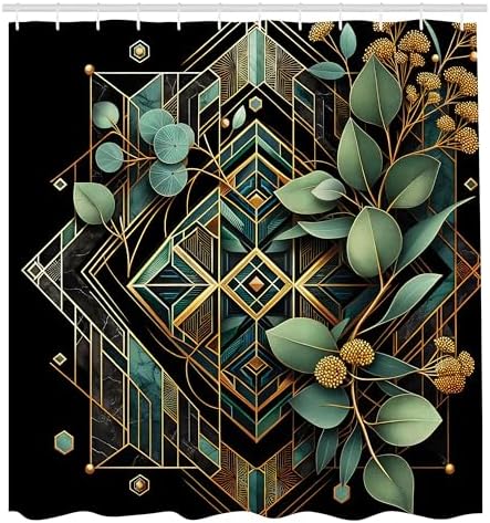 Ambesonne Eucalyptus Leaves Shower Curtain Set - 69x70 Black Laurel Green Amber