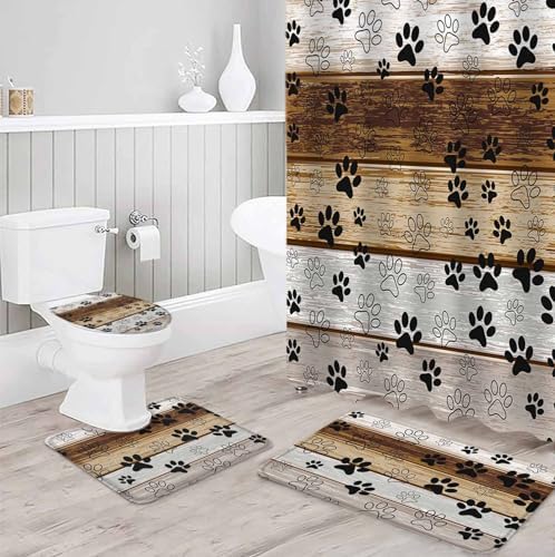 ZOE GARDEN Farmhouse Paw Print Bathroom Set 1