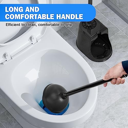 Trenti Toilet Plunger and Brush Set with Holder 2 Pack Black