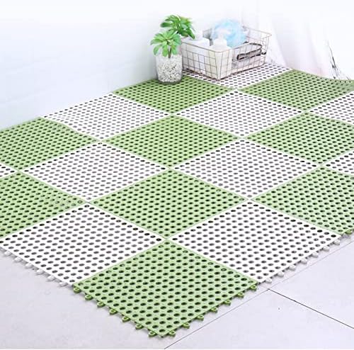 HUHJYUGE Non-Slip Square Shower Mat 12x12in with Drain Holes and Interlocking Design