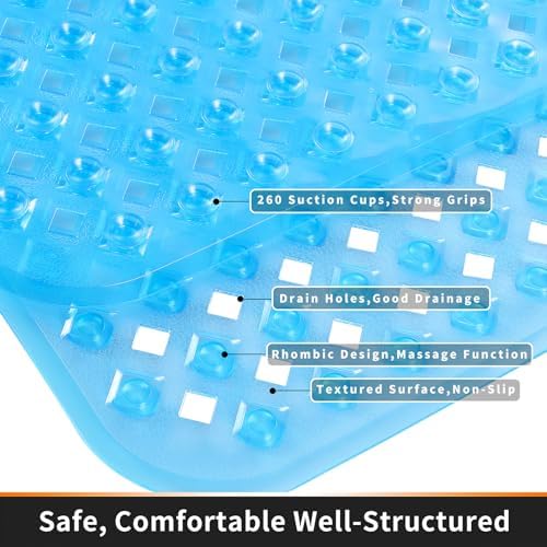 Non-Slip Bathtub Mat with Suction Cups and Drain Holes