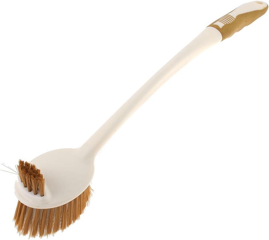 Qtqgoitem Rubber Handle Toilet Brush Scrub Cleaner WhiteBrown