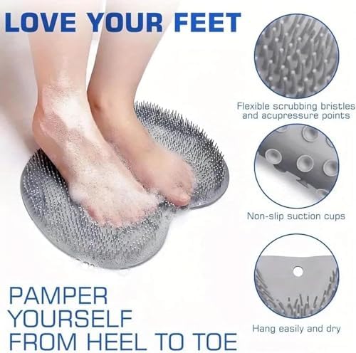 Gilusen Hands-Free Foot Scrubber Mat with Suction Cups Yellow