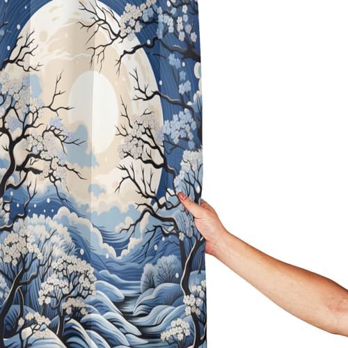 White Flower Tree Shower Curtain Set with 12 Hooks 72x72in