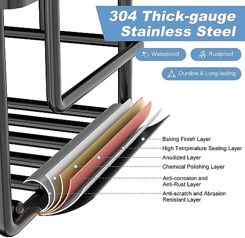 Phiaso 6 Pack Shower Caddy - Drill-Free Stainless Steel Organizer