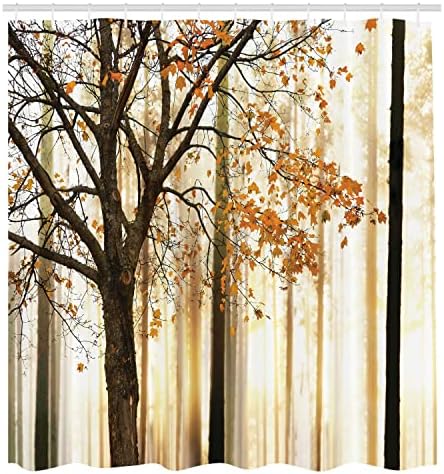 Ambesonne Autumn Shower Curtain Set with Hooks Orange Yellow 1
