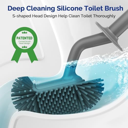 HAMITOR Toilet Brush Holder Set Gray