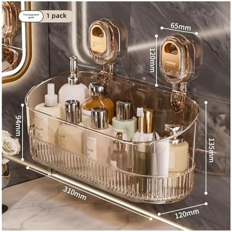 No Drill Bathroom Suction Storage Box with Large Capacity