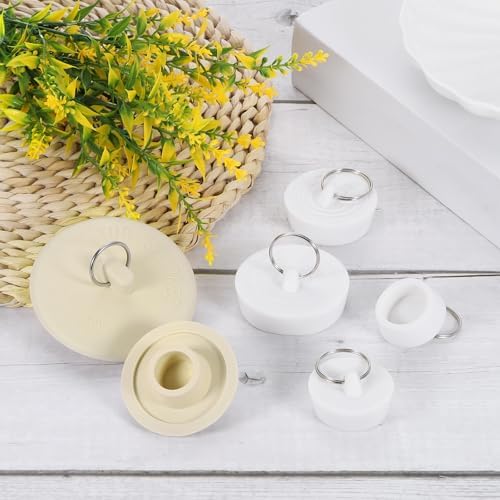 Uxcell Rubber Sink Plug with Hanging Ring White