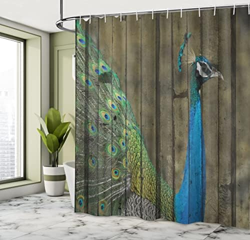 Ambesonne Peacock Shower Curtain 69 x 84 Brown Green