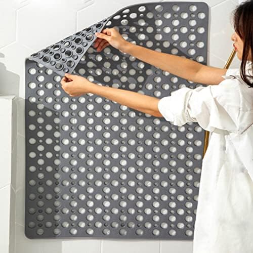 Anti Slip Bath Mat with Suction Cups and Drainage Pink 70x38cm