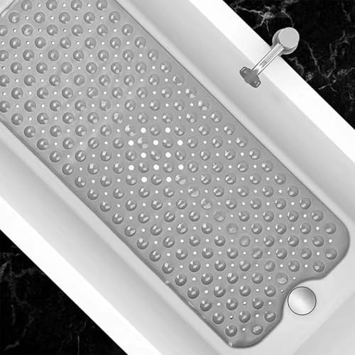 SAISAIXU Extra Long Non-Slip Bath Mat with Suction Cups and Drain Holes