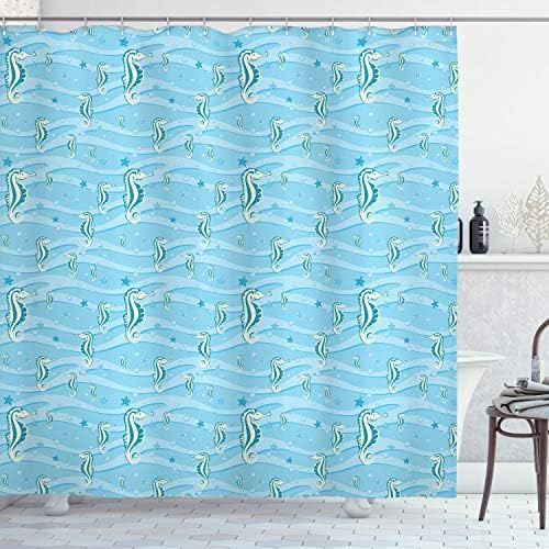 Ambesonne Animal Shower Curtain with Hooks 69 W x 84 L Blue